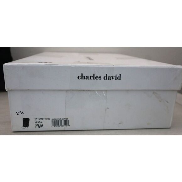 Charles David Women Sz 7.5M Black Vandal Rabbit Fur/Leather Heeled Booties - Picture 11 of 11